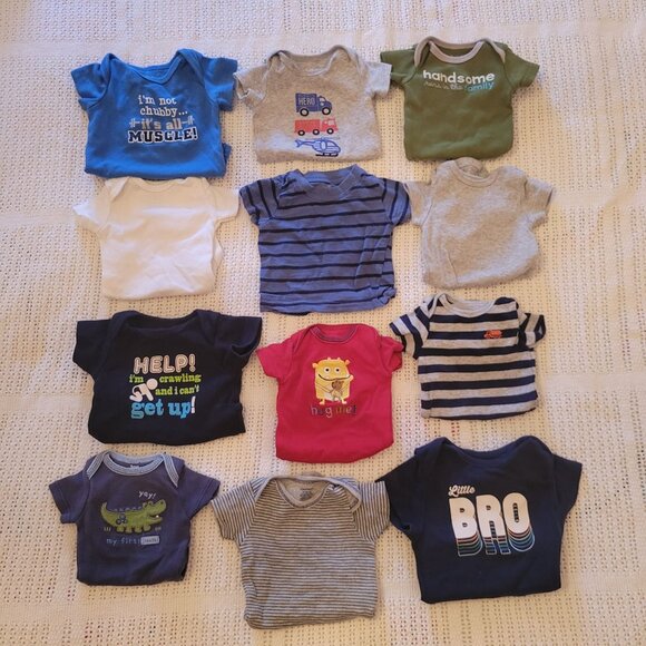 34‎ Pc Baby Boy Clothes Bundle NB Bodysuits Sleepers Pants Outfits Shorts Romper - Picture 2 of 8